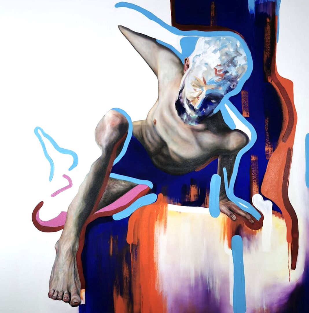 utopistisches, farbenfrohes Bild eine Männerkörpers