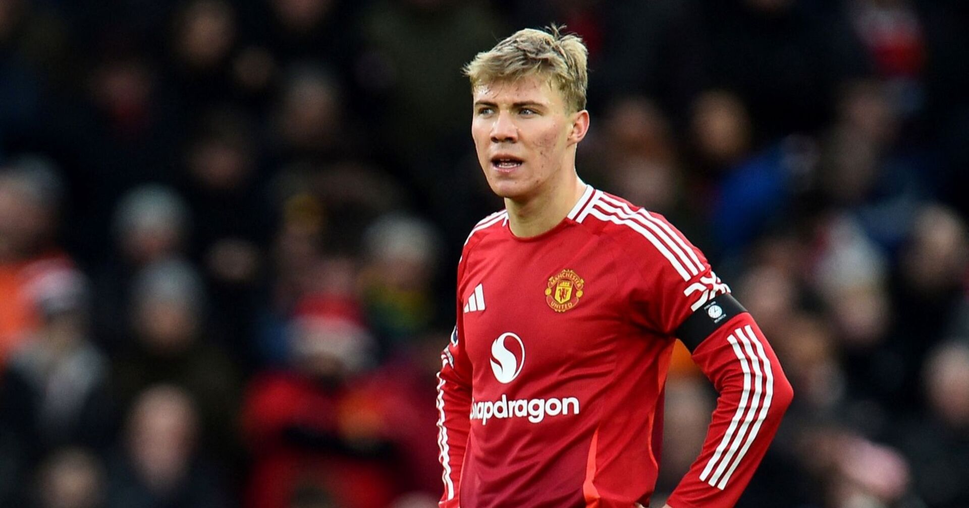 Rasmus Hojlund im Trikot von Manchester United während des Spiels gegen Crystal Palace