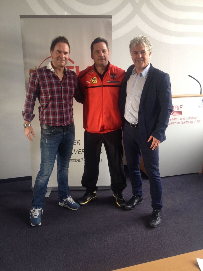 Manuel Horeth, Werner Gregoritsch und Robert Tschaut bei der SFV-Trainerfortbildung.