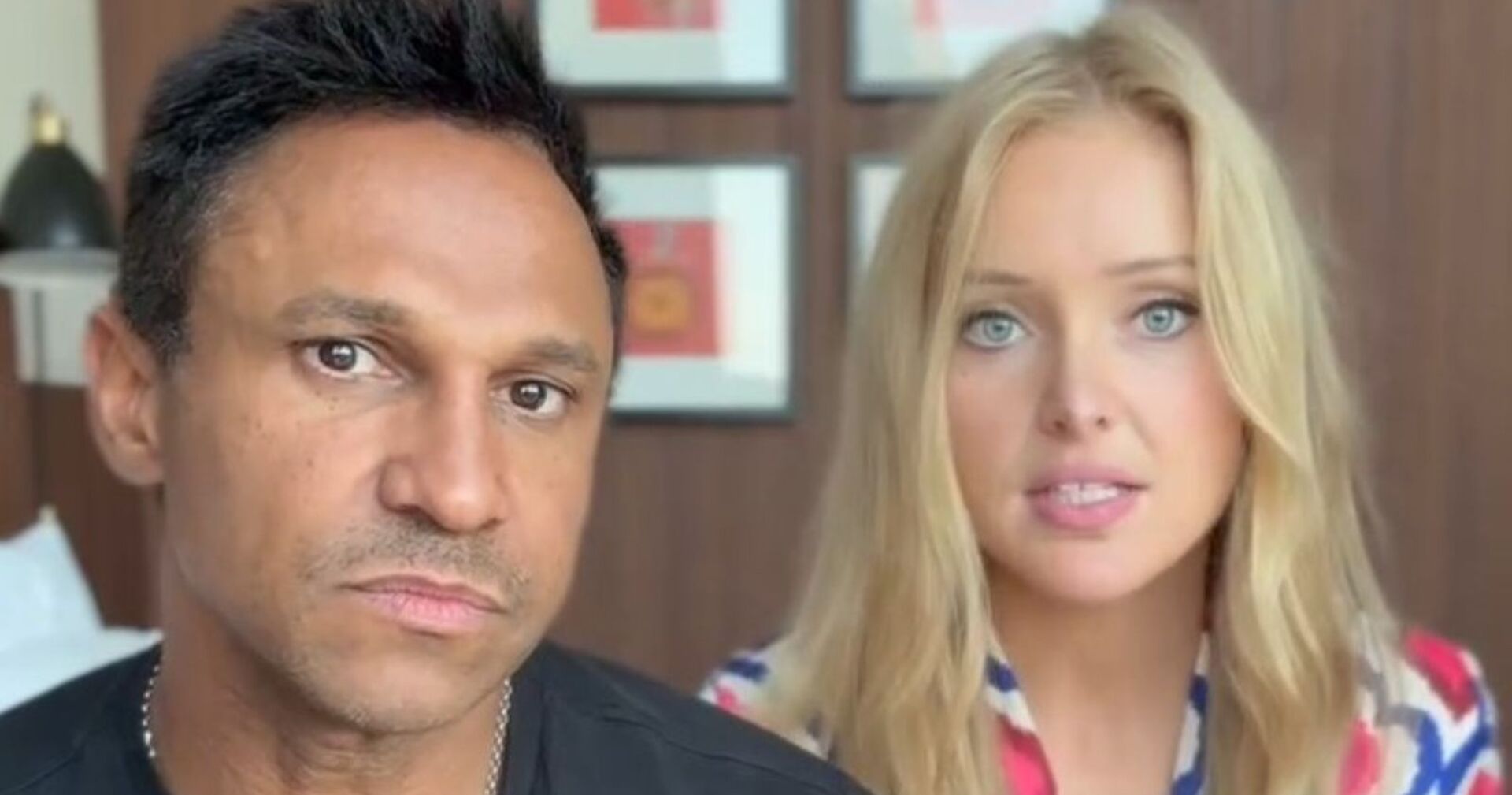 Patrice und Daniel Aminati mit ernstem Gesichtsausdruck