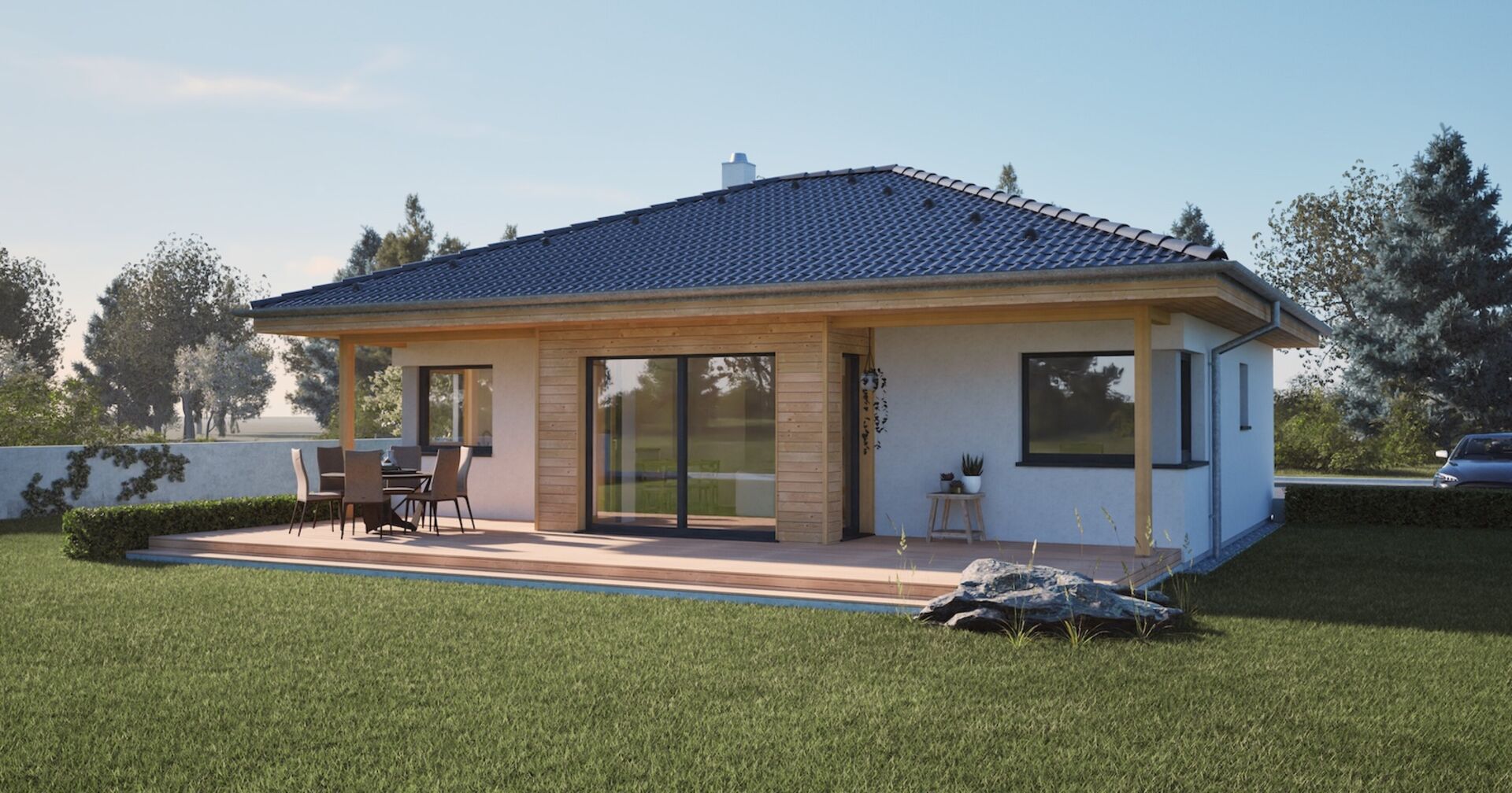 Bungalow bei Sonnenschein