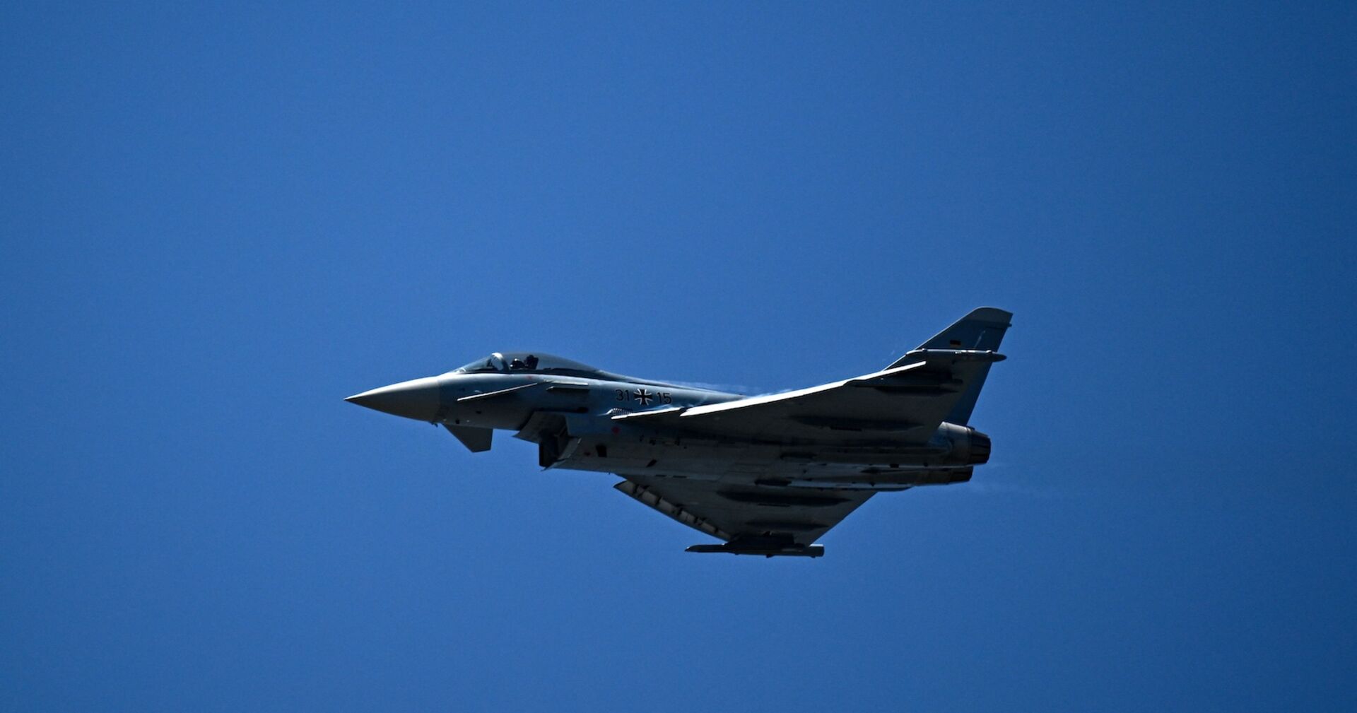 Ein Eurofighter Typhoon in der Luft.