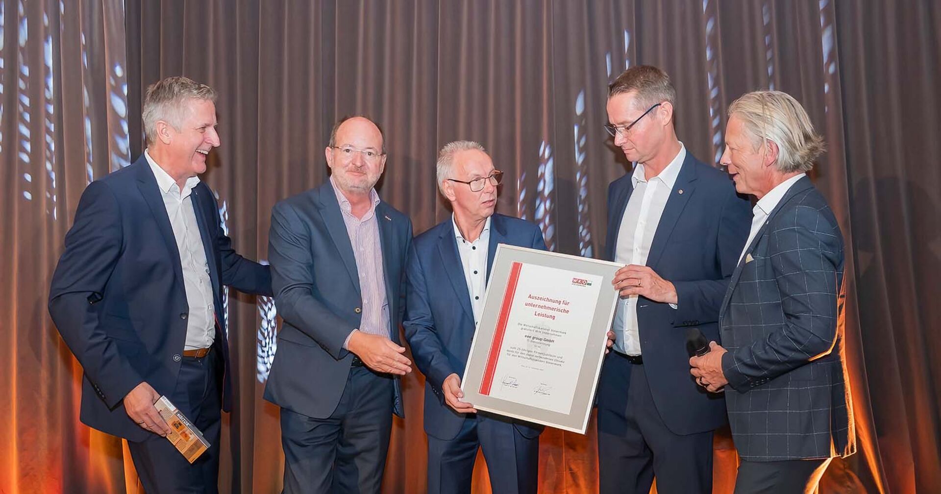 CEO &amp; Gesellschafter Walter Khom, Herbert Ritter (Vizepräsident WKO Steiermark), Wolfgang Schaffer und Stefan Düss (Gesellschafter) und Eigentümer Manfred Brandner (v.l.)