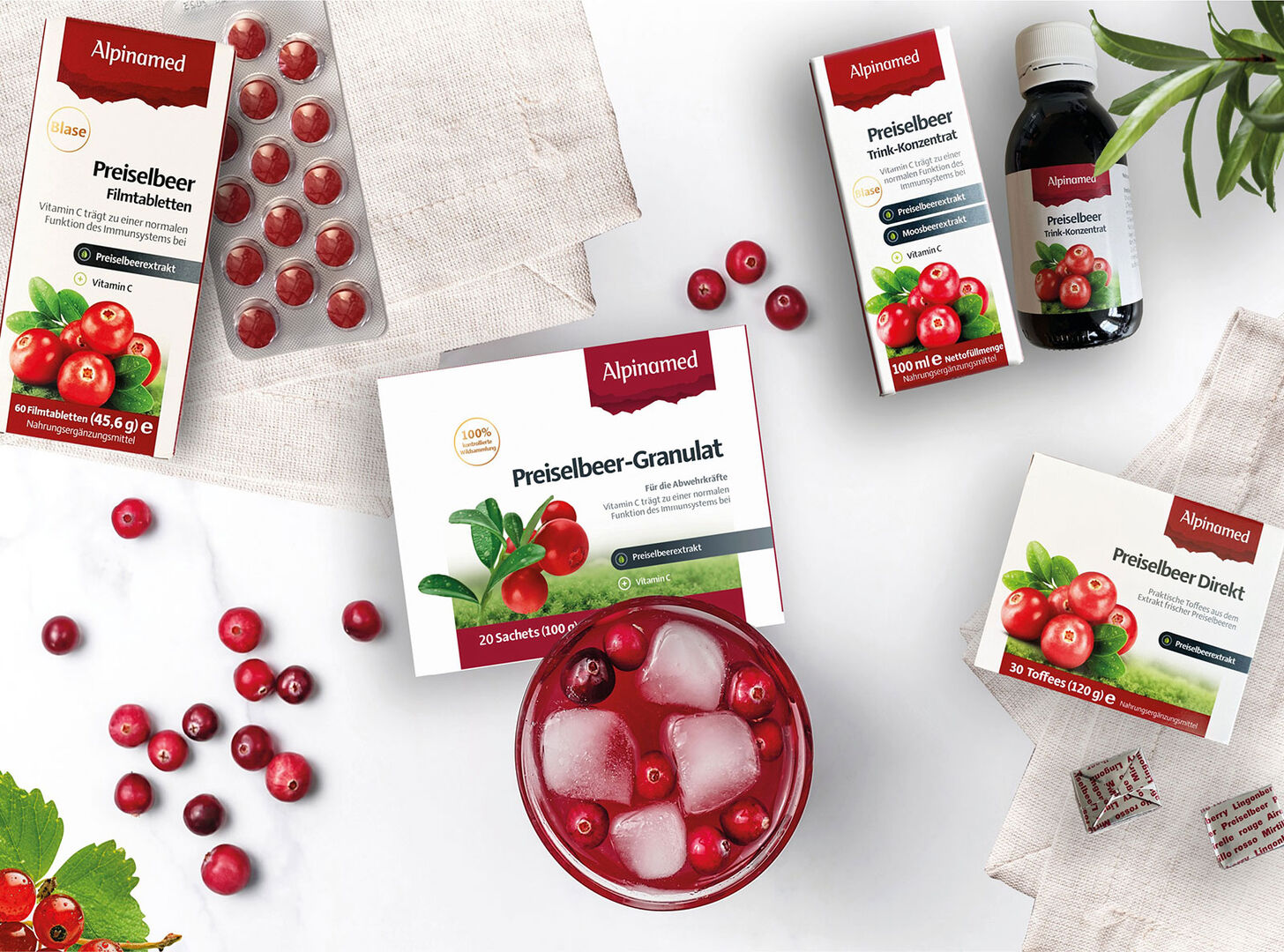 Präparate aus Preiselbeeren | Credit: Alpinamed