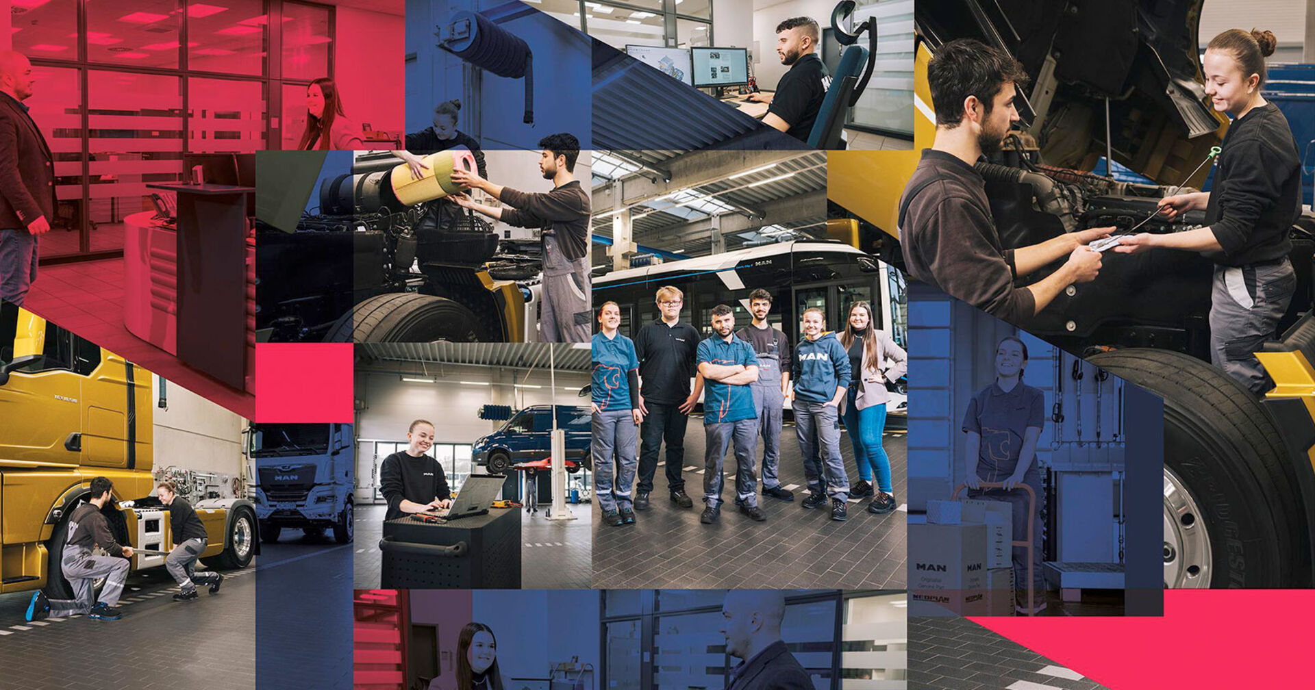 Bildcollage mit Lehrlingen des Unternehmens MAN | Credit: MAN