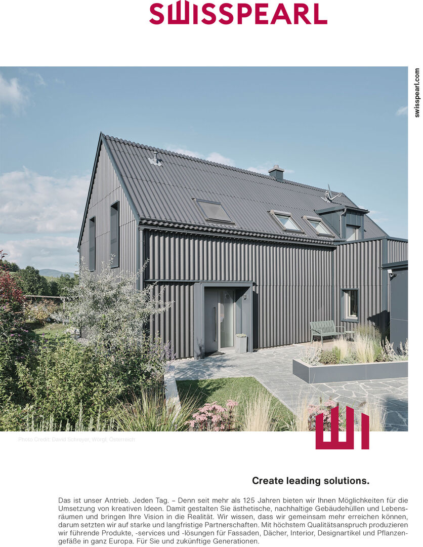 Plakat mit einem Holzhaus | Credit: Swisspearl