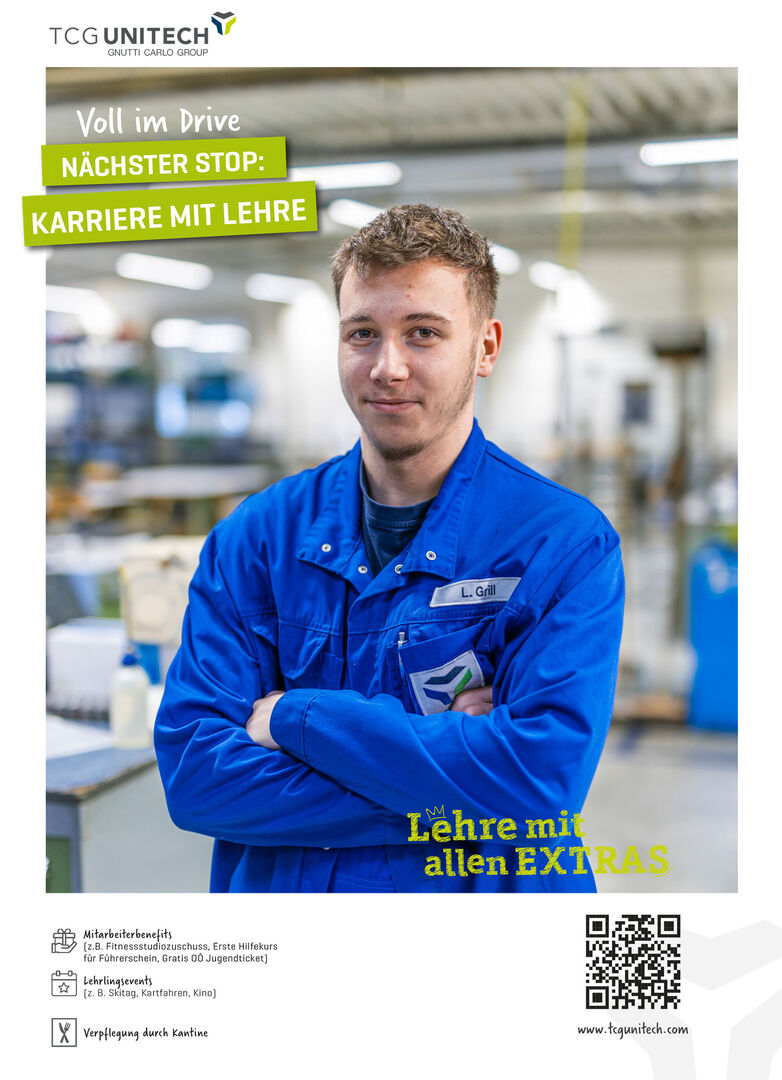 Männlicher Lehrling in blauer Arbeitskleidung | Credit: TCG UNITECH