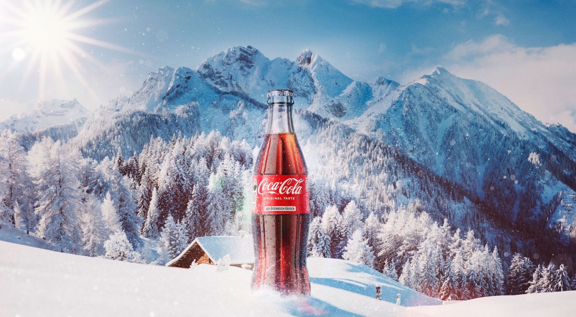 Grafik, Coca-Cola Flasche im Schnee