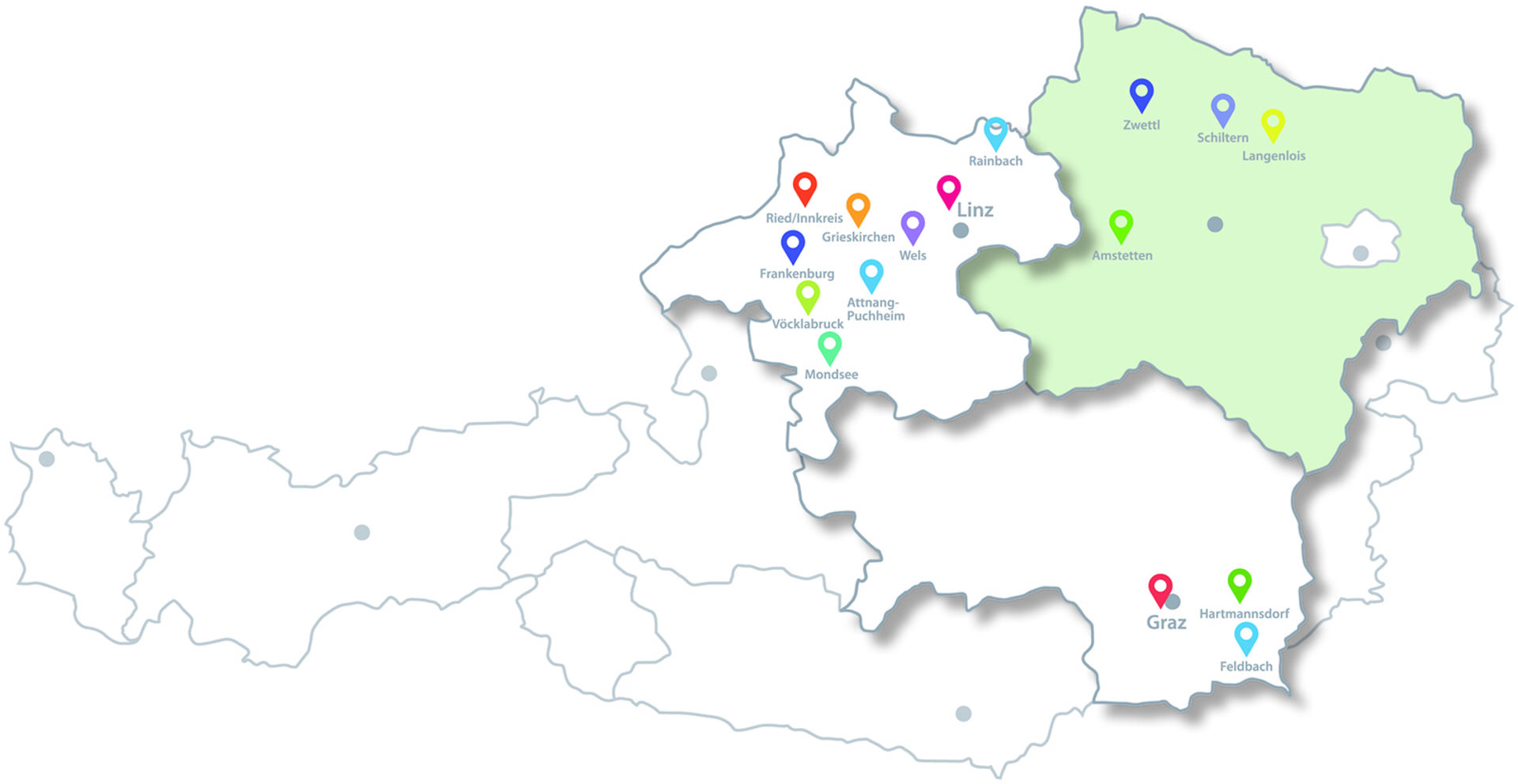 Landkarte NÖ | Credit: ​​Verein für Franziskanische Bildung