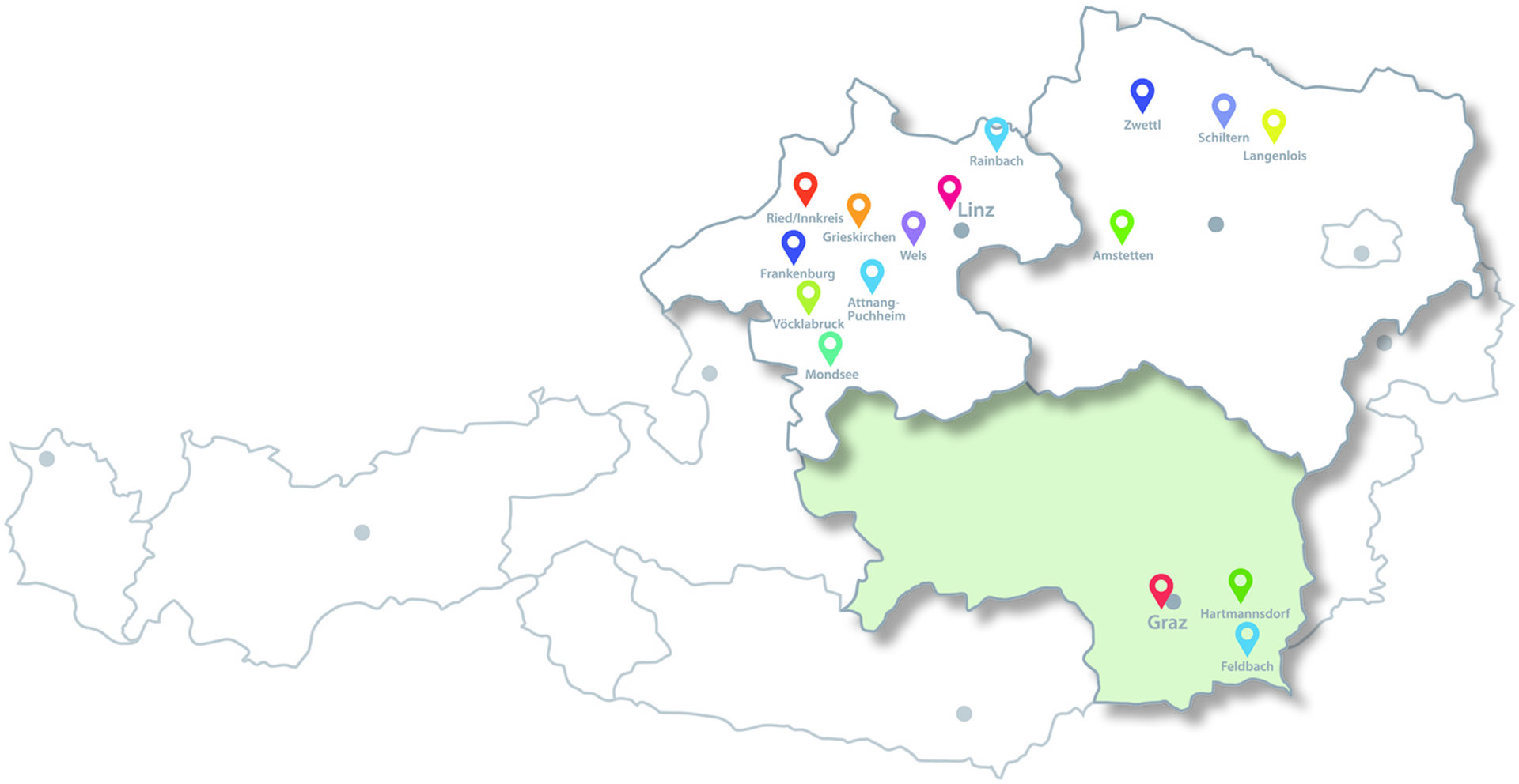 Landkarte Steiermark | Credit: ​​Verein für Franziskanische Bildung