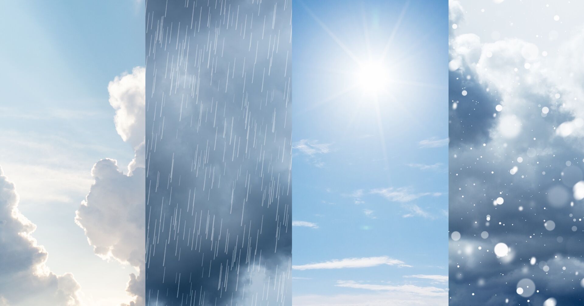 Wolken, Regen, Sonne und Schnee.