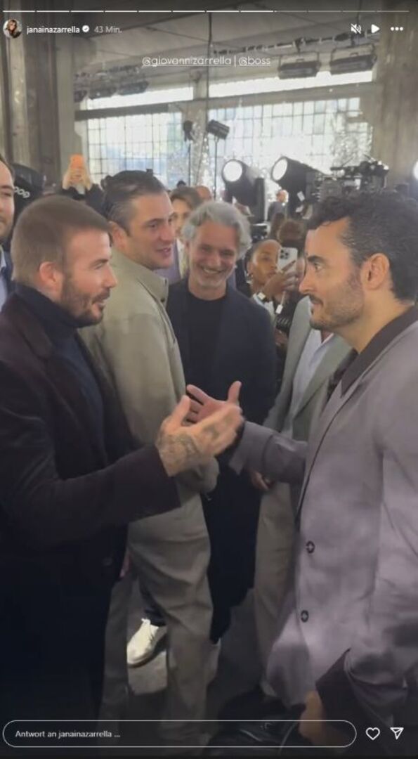 David Beckham und Giovanni Zarrella reichen einander die Hand