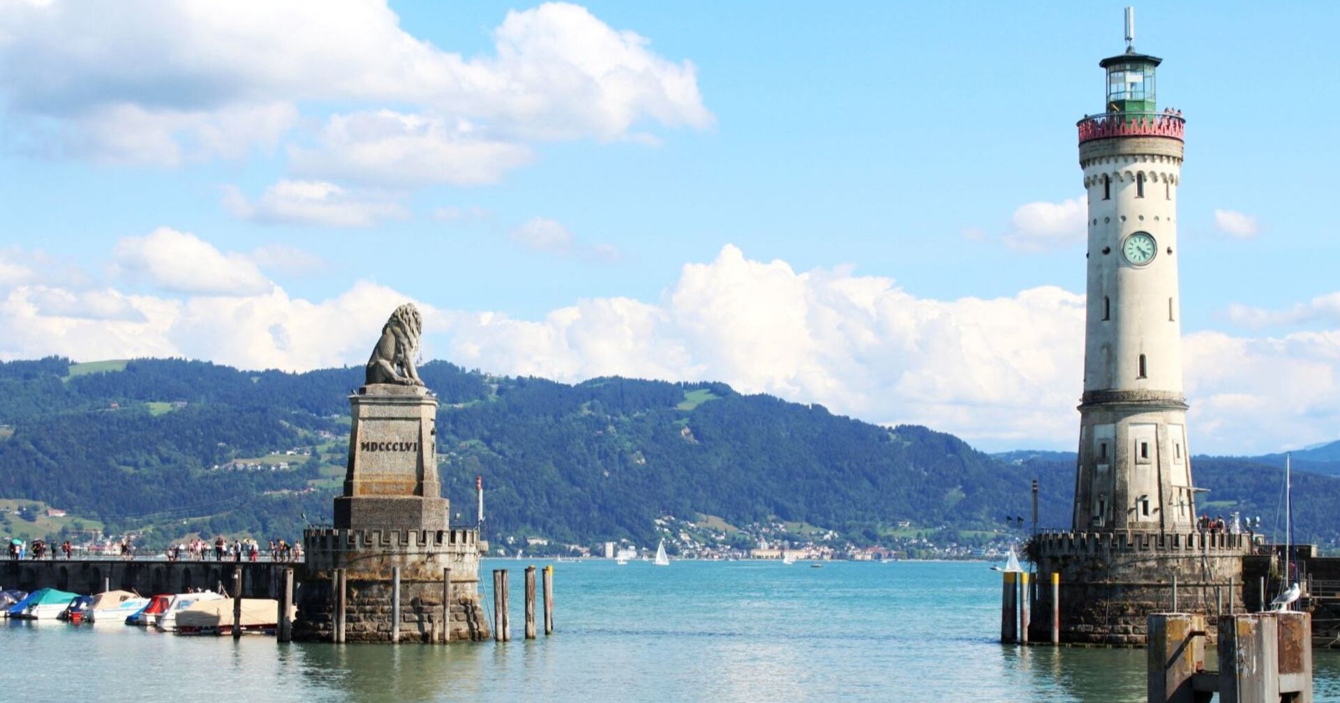 Hafen von Lindau mit Löwe Und Leuchtturm