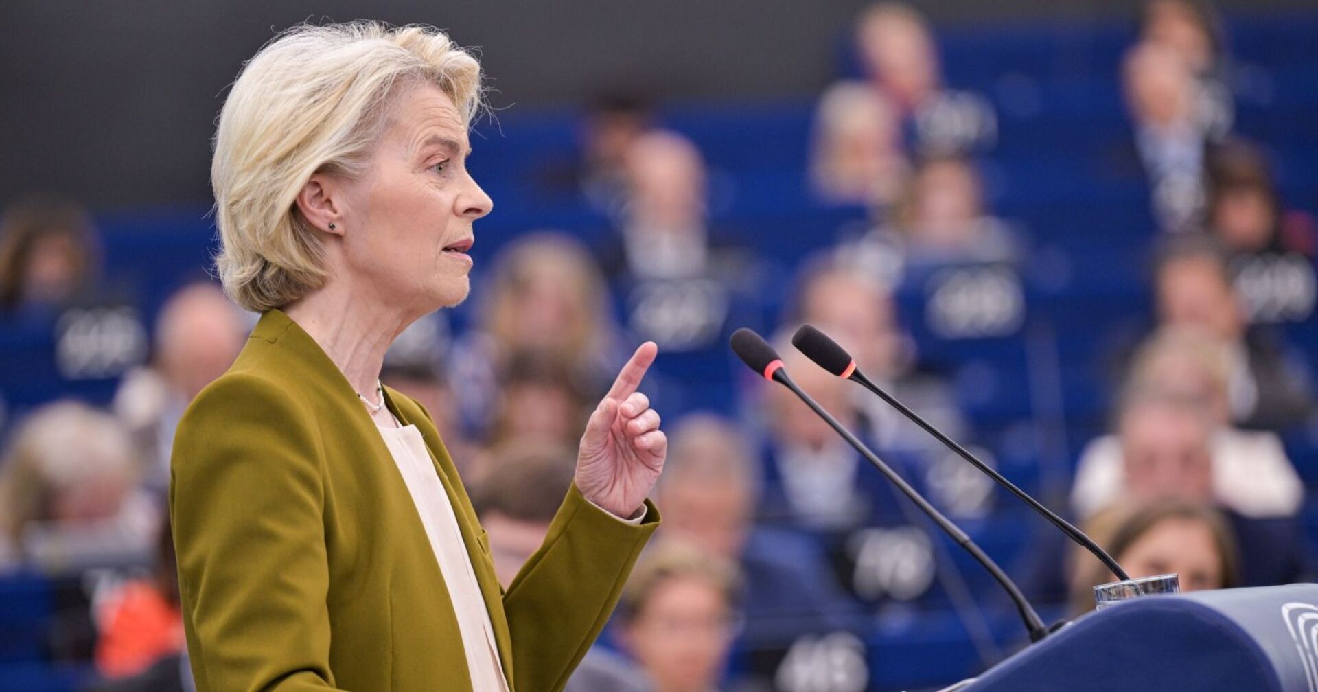 EU-Kommissionspräsidentin Ursula von der Leyen während der REde zur Lage Europas in Straßburg am Mittwoch dem 10.09.2025