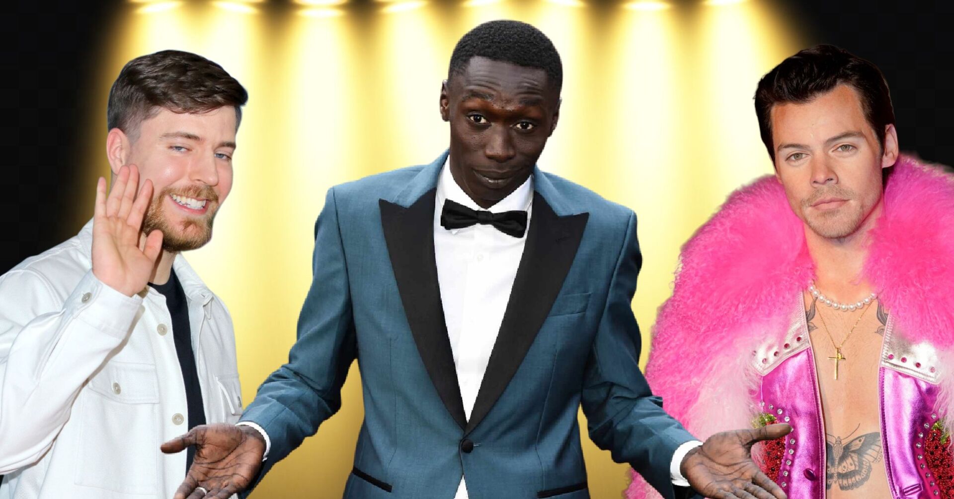 MrBeast, Khaby Lame und Harry Styles gemeinsam im Rampenlicht – drei Weltstars, die trotz Rückschlägen zu globalem Ruhm gelangten.“