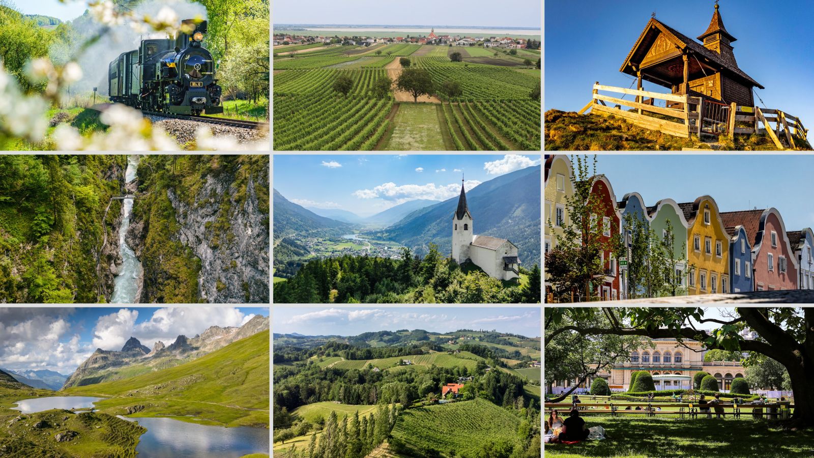 Kollage: Bilder der neun Finalisten von &quot;9 Plätze – 9 Schätze&quot; nebeneinander.