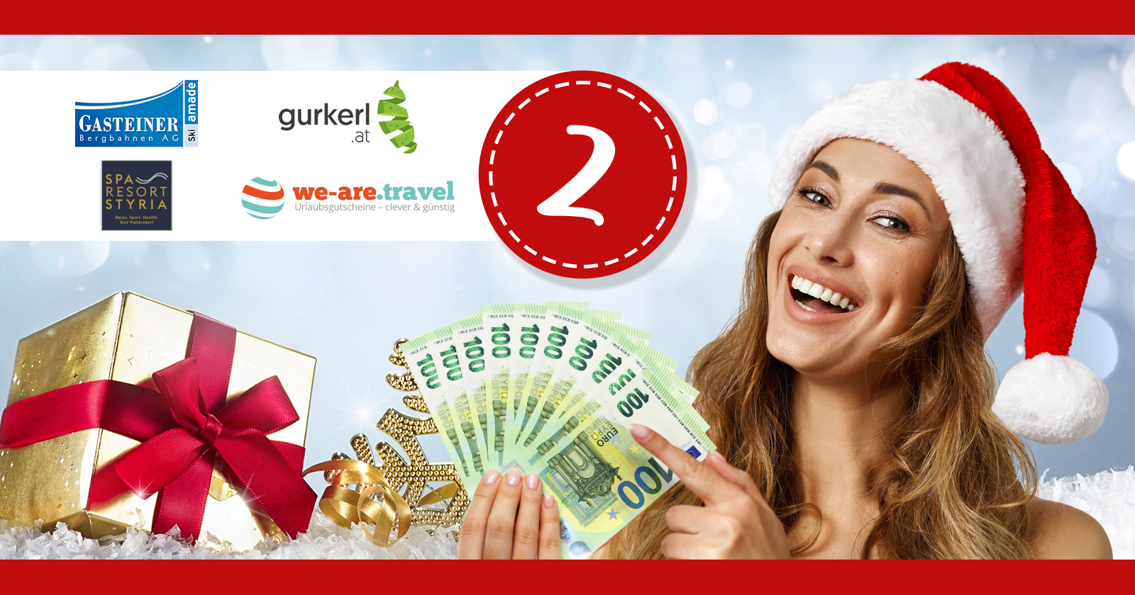 Frau mit Santa Claus Mütze und Geldscheinen in der Hand | Credit: Weekend Magazin