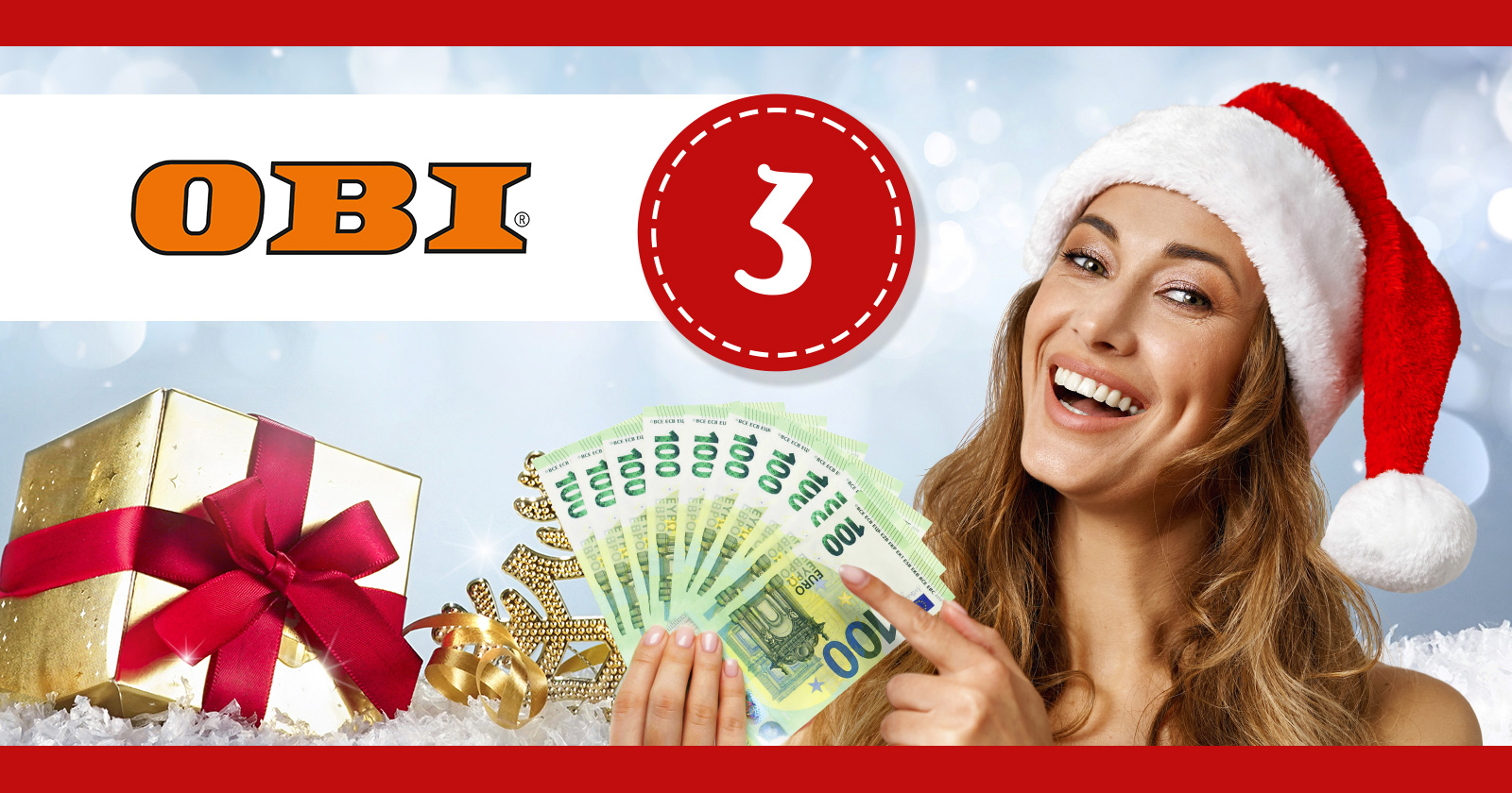 Frau mit Santa Claus Mütze und Geldscheinen in der Hand | Credit: Weekend Magazin