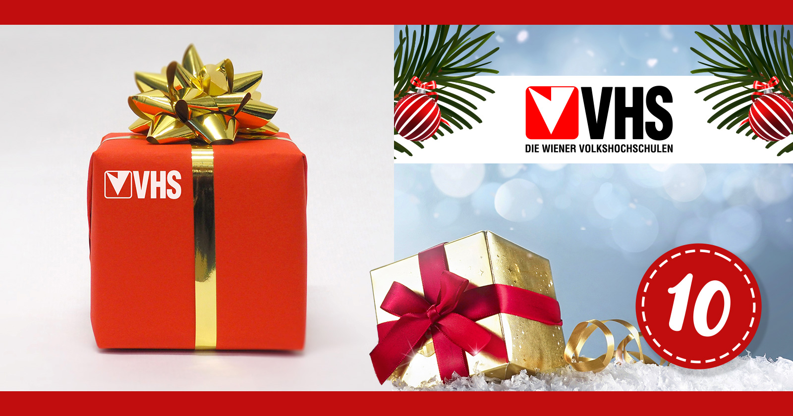 Rot eingewickeltes Päckchen von der Volkshochschule | Credit: VHS Wien