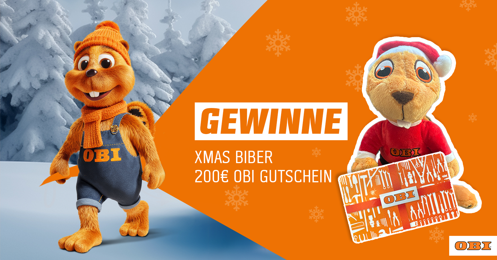 Das Maskottchen von OBI im Winterwald | Credit: OBI