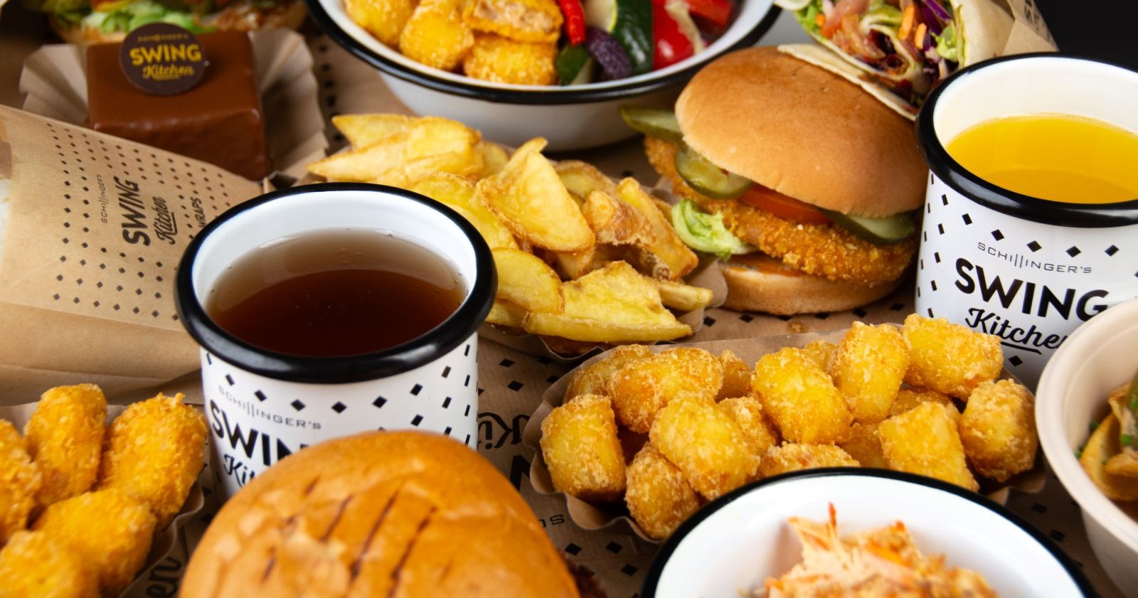 Produktpalette der veganen Burgerkette &quot;Swing Kitchen&quot;
