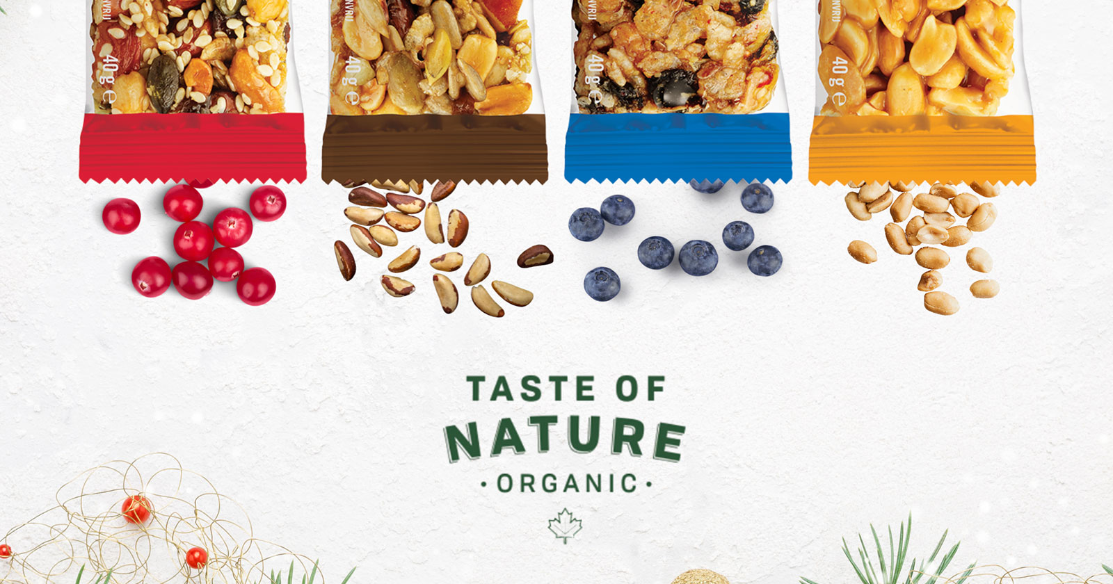 Taste of Nature Riegel in vier Geschmacksrichtungen | Credit: Taste of Nature