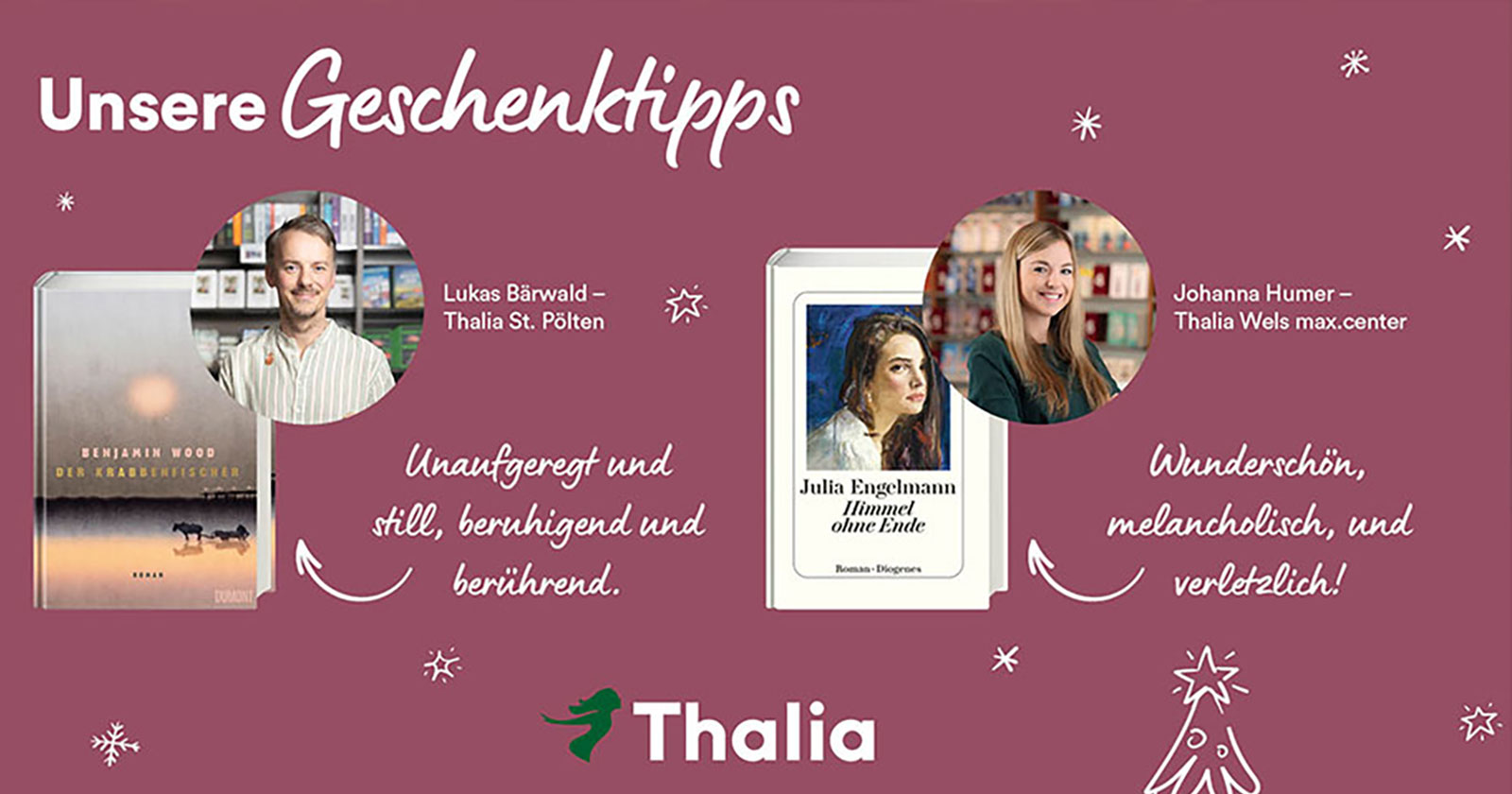 Buchhändler und Buchhändlerinnen geben Buchtipps | Credit: Thalia