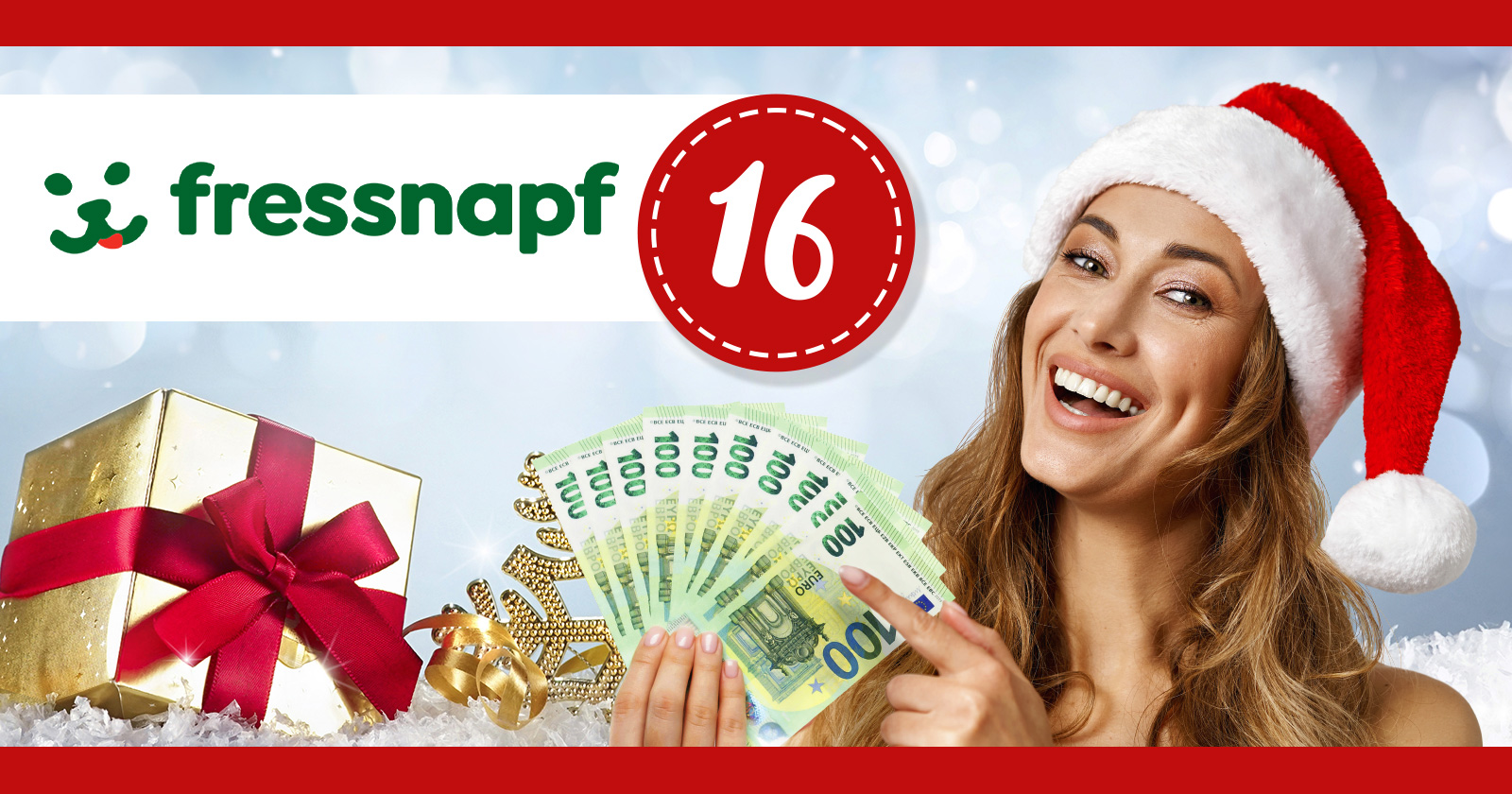 Frau mit Santa Claus Mütze und Geldscheinen in der Hand | Credit: Weekend Magazin