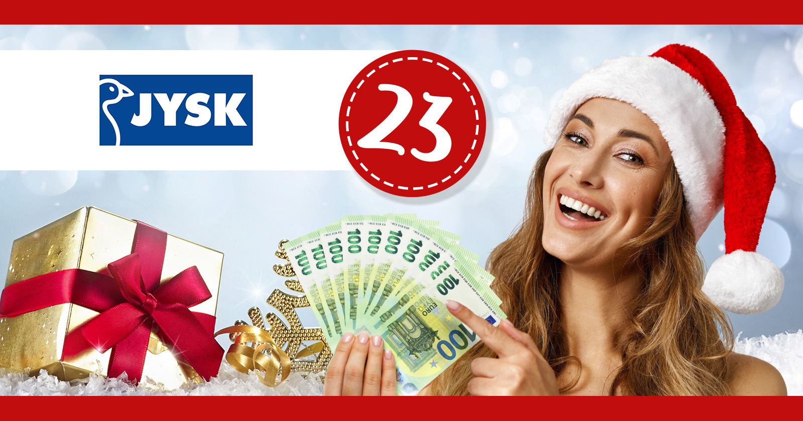 Junge Frau mit Santa Claus Mütze und Geldscheinen in der Hand | Credit: Weekend Magazin