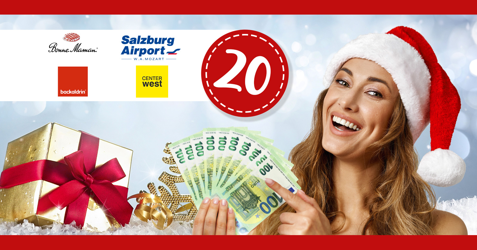 Junge Frau mit Santa Claus Mütze und Geldscheinen in der Hand | Credit: Weekend Magazin