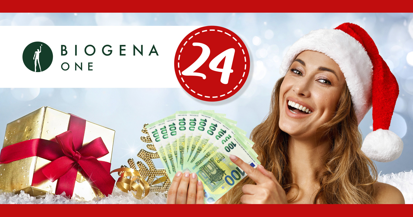 Junge Frau mit Santa Claus Mütze und Geldscheinen in der Hand | Credit: Weekend Magazin