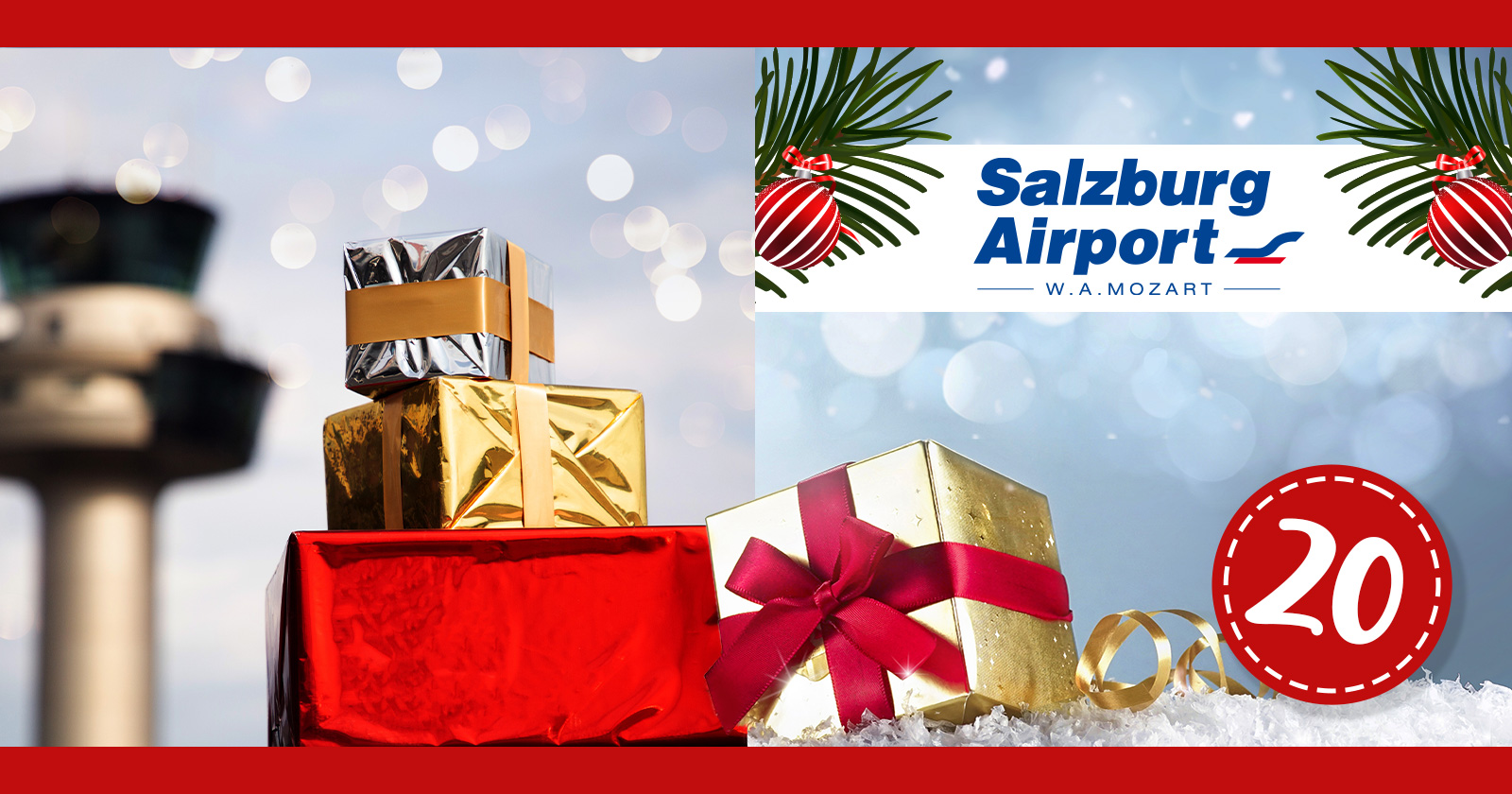 Weihnachtspakete vor der Kulisse des Salzburg Airport | Credit: Salzburg Airport