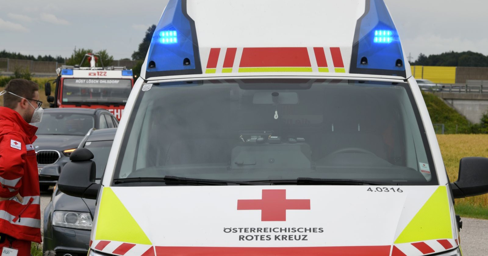 Rettung und Feuerwehr bei einem Einsatz
