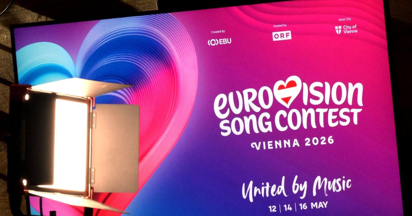 as Logo zum Eurovision Song Contest - Vienna 2026 , im Rahmen eines Pressetermins &quot;Medienupdate zum Eurovision Song Contest&quot; am Dienstag, 18. November 2025 in der Wiener Stadthalle