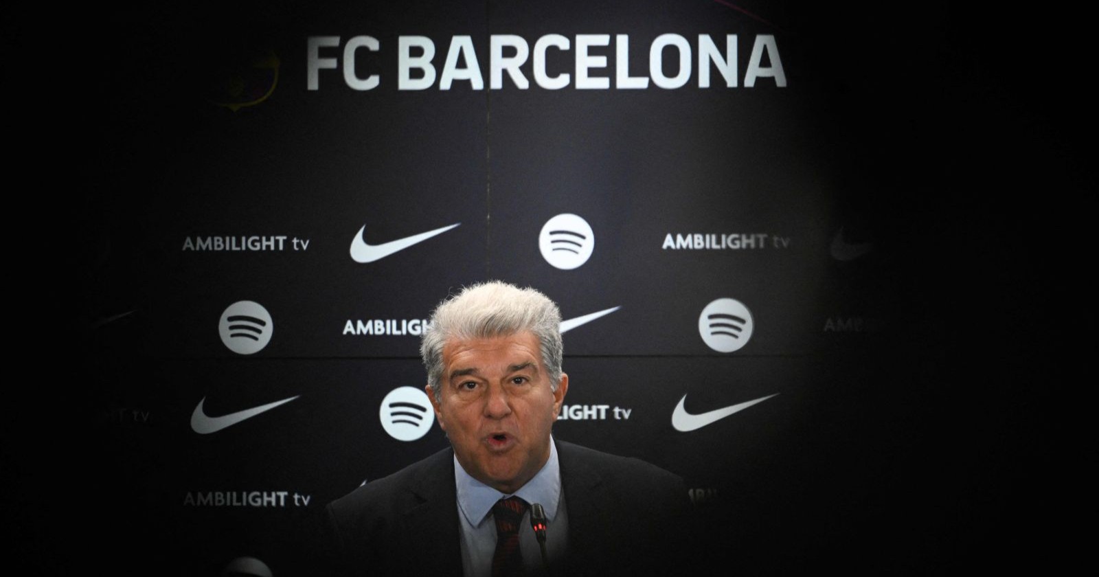 Der Präsident des FC Barcelona Joan Laporta während einer Pressekonferenz