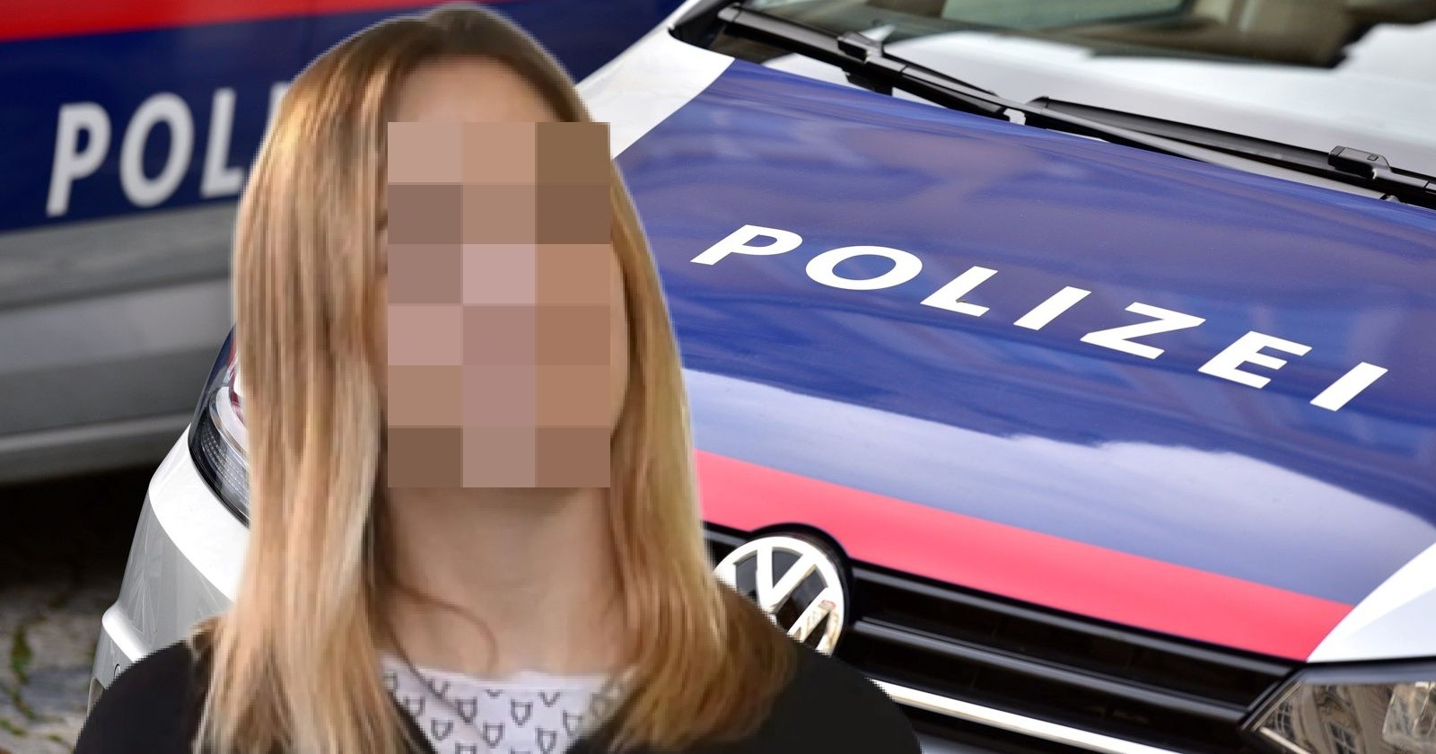 Die seit 2018 vermisste Jennifer S. vor einem Polizeiauto.