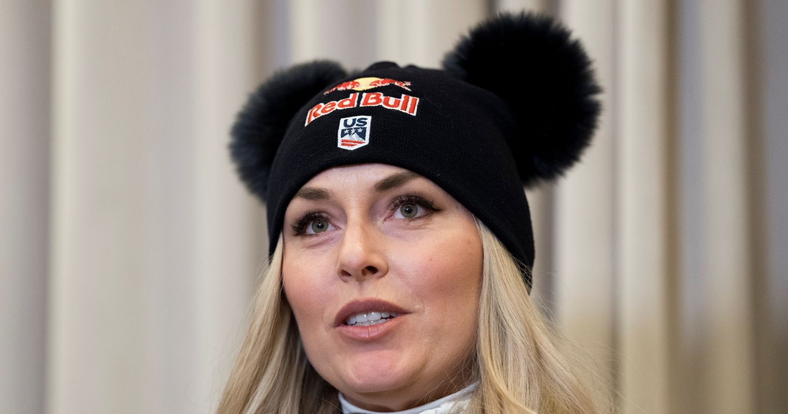 US-Skirennläuferin Lindsey Vonn während einer Pressekonferenz in St. Moritz (SUI)