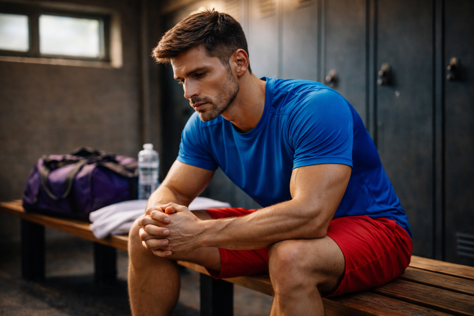 Athletisch aussehender Mann in der Sportkabine | Credit: Trainingday