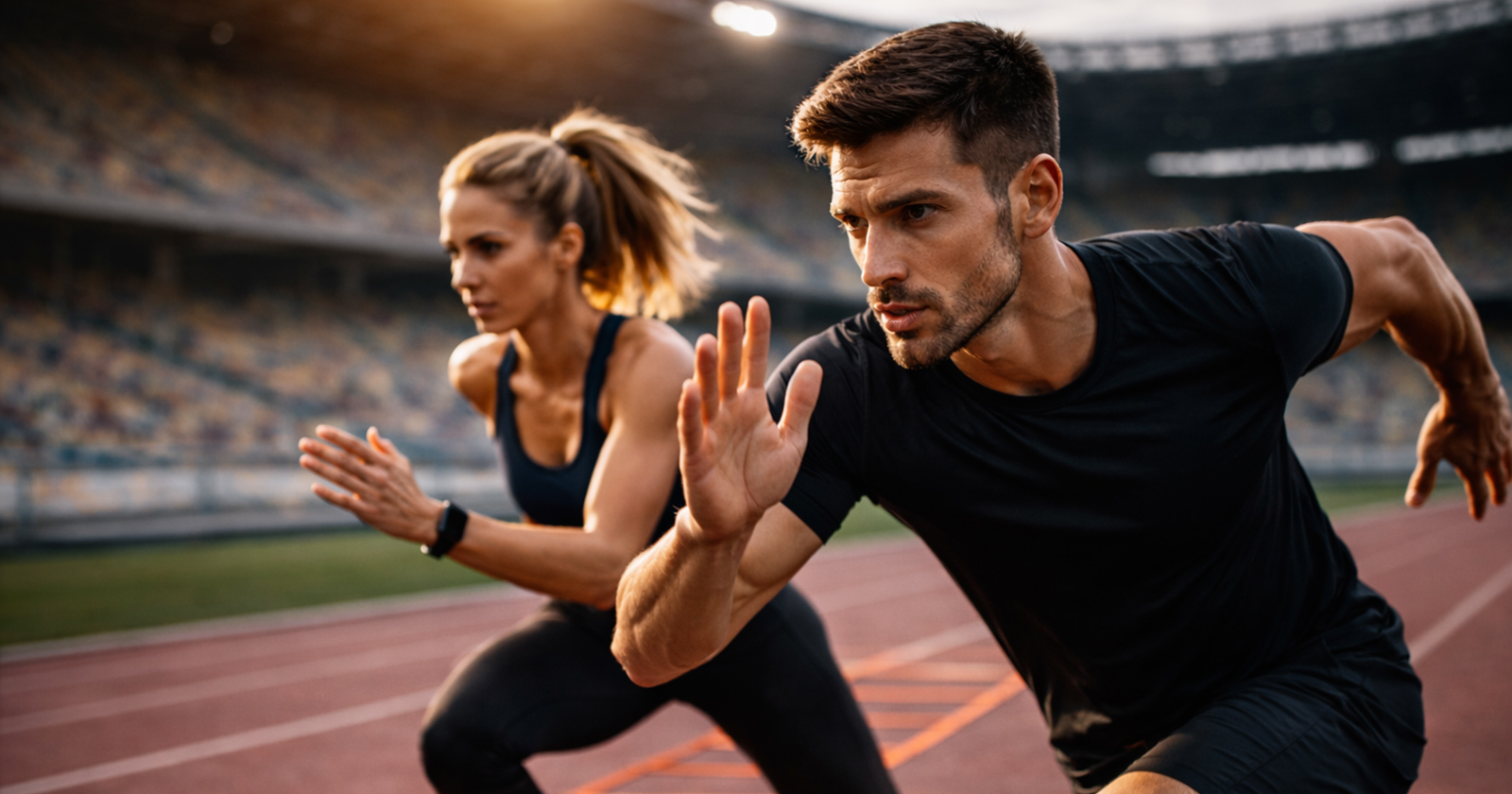 Frau und Mann beim gemeinsamen Laufathletik-Training | Credit: Trainingday