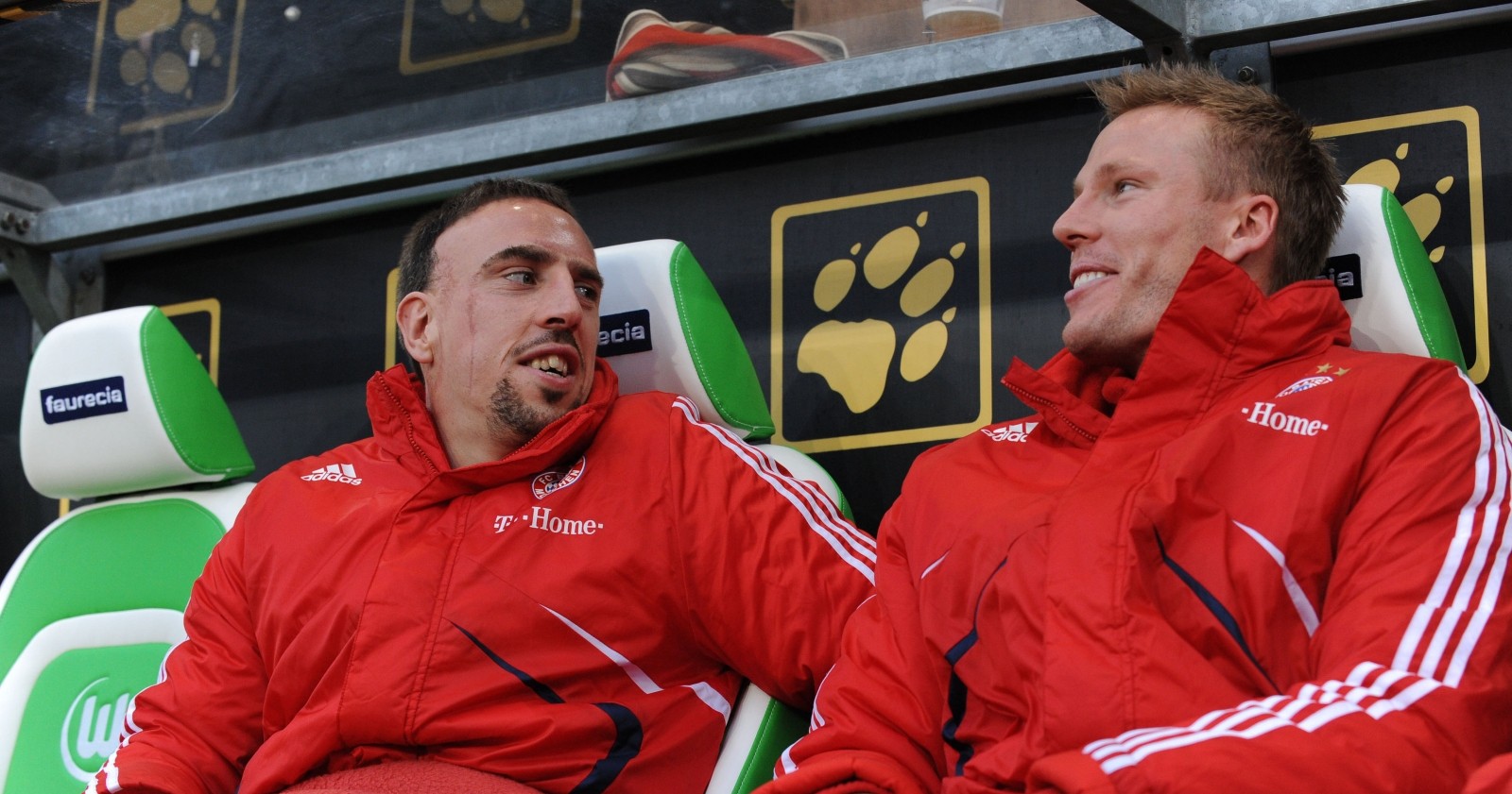 Franck Ribery und Christan Lell vor dem Bundesligaspiel gegen Wolfsburg, 2010.