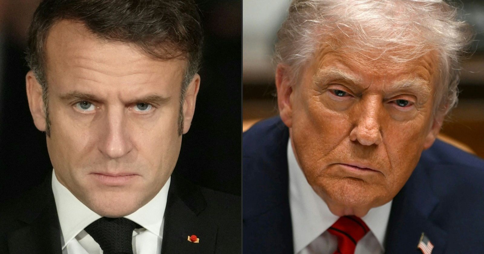 Emanuel Macron und Donald Trump Symbolbild für die diplomatische Eiszeit zwischen Frankreich und den USA nach einem Nachrichtenskandal.