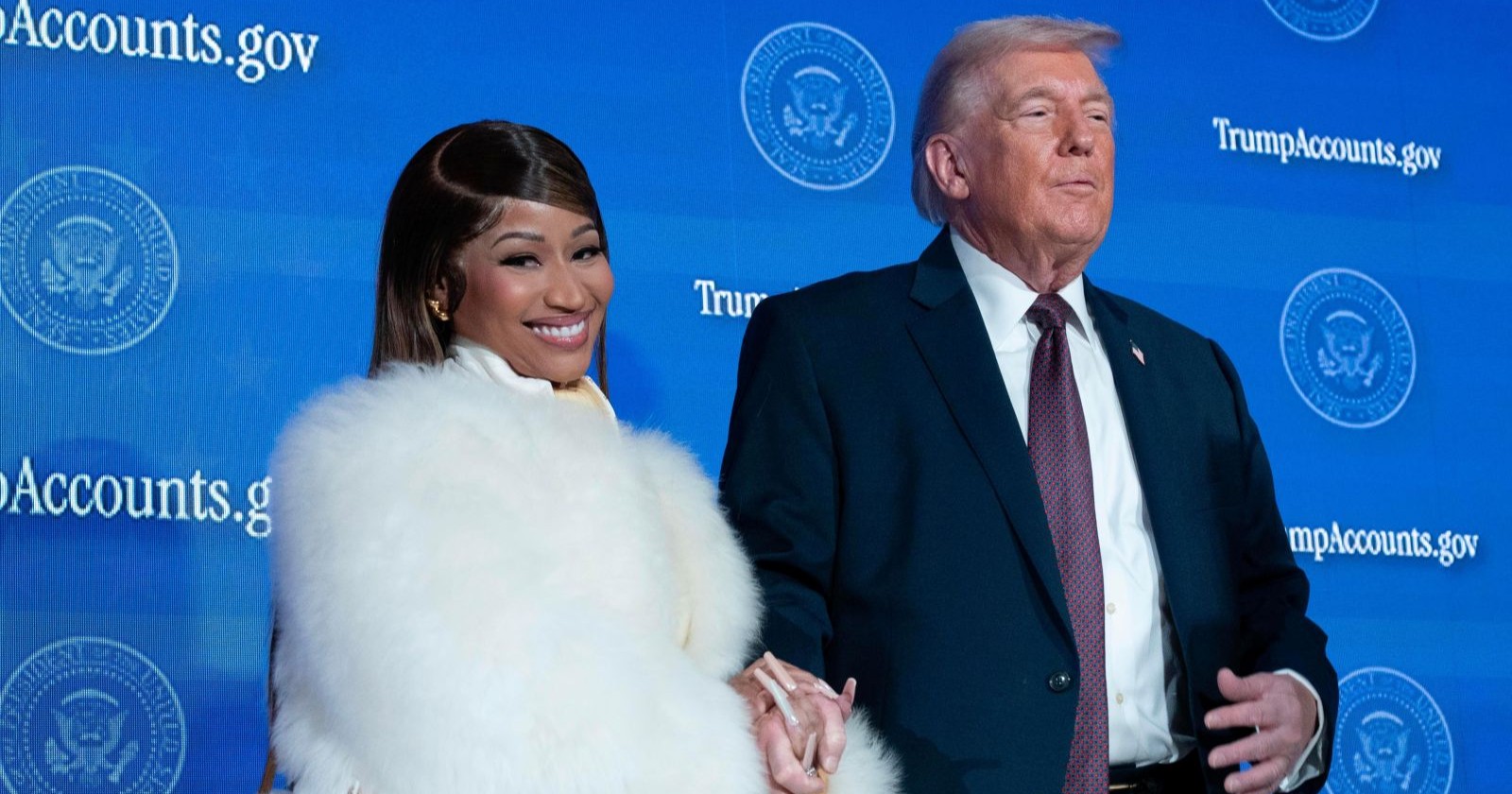 Rapperin Nicki Minaj und US-Präsident Donald Trump auf einer Veranstaltung in Washington