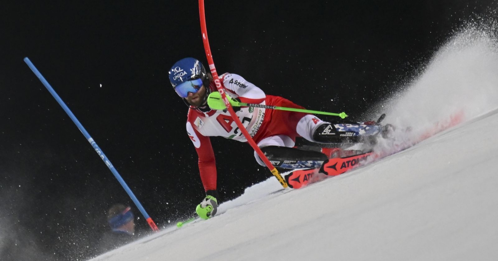 Marco Schwarz während des Slaloms von Schladming