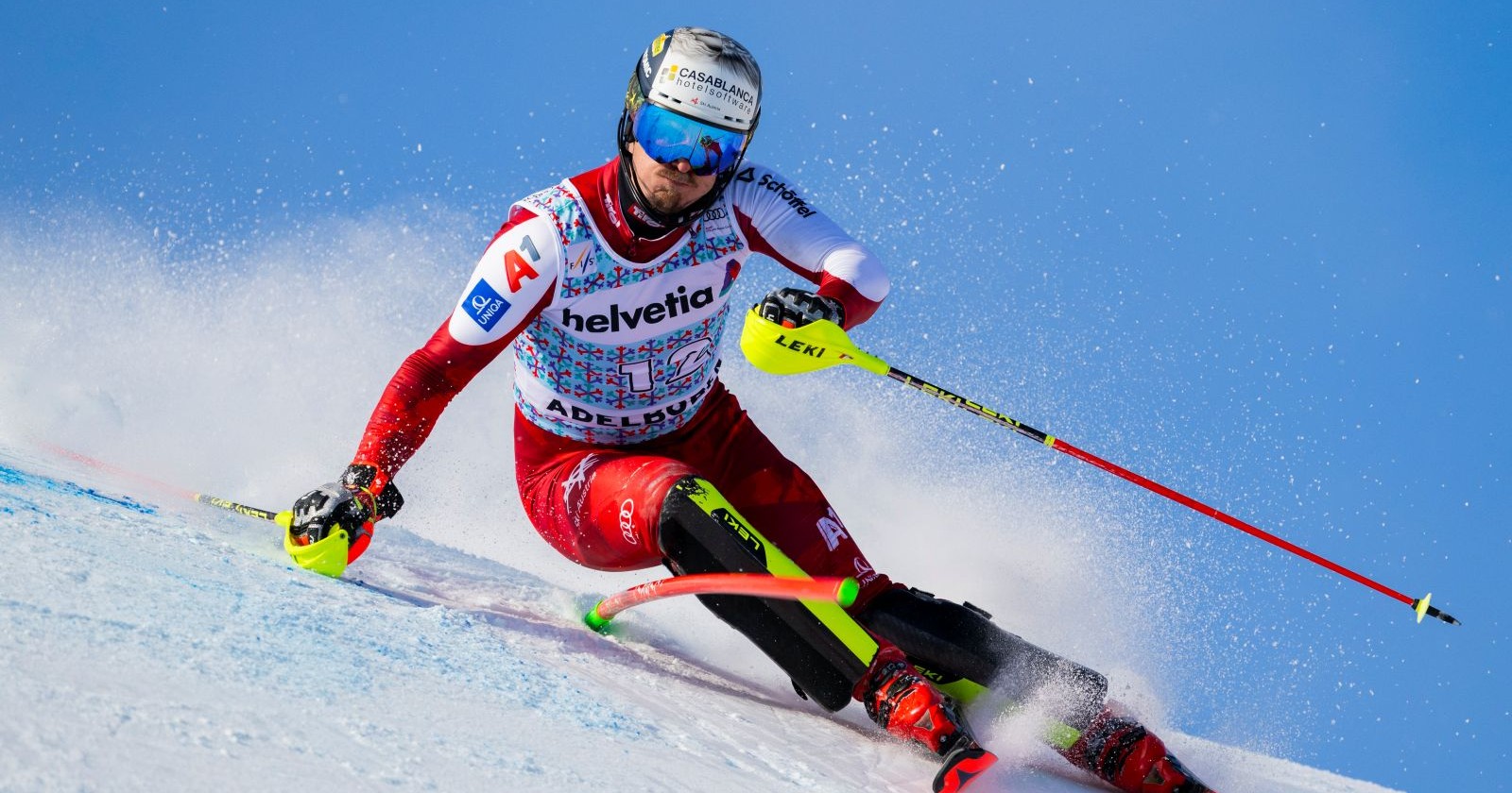 Manuel Feller im ersten Durchgang des Slaloms von Adelboden