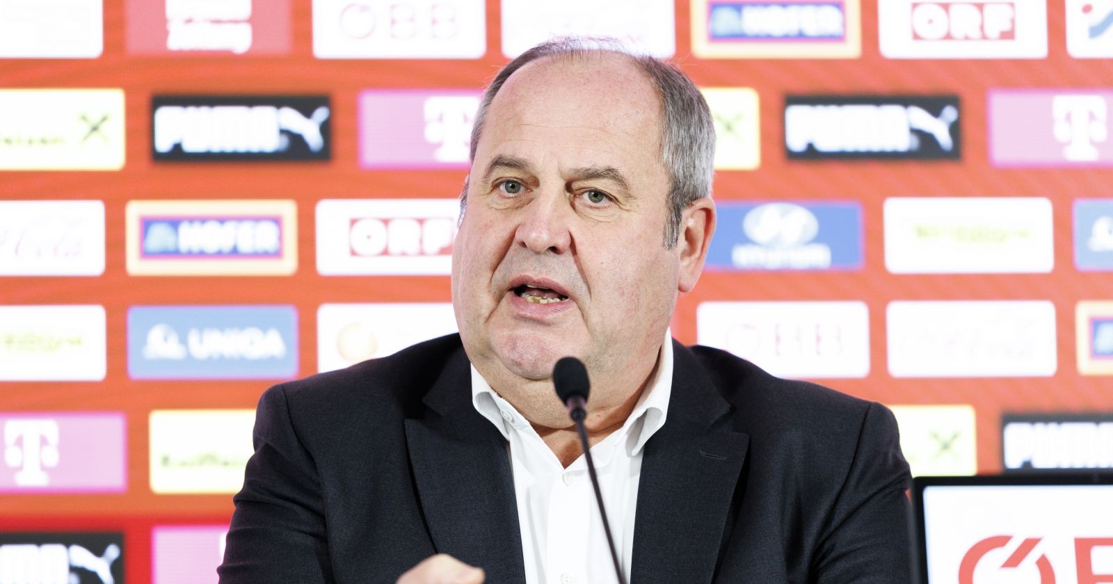 ÖFB-Aufsichtsratsvorsitzender Josef Pröll am Samstag, 29. November 2025, anl. einer PK zur Ankunft der U17-Mannschaft nach der WM in Wien