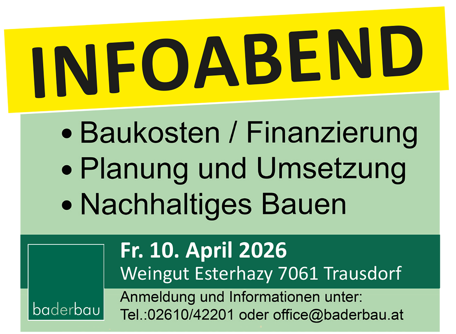 Plakat zu Infoabend | Credit: baderbau