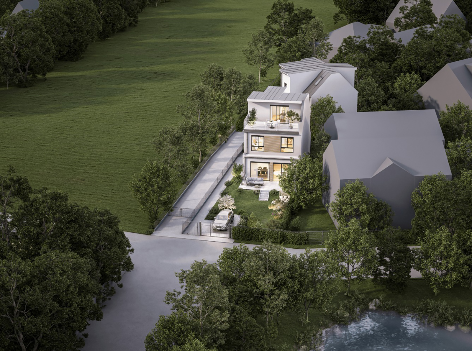 Modernes Wohnhaus im Grünen | Credit: Glorit Bausysteme