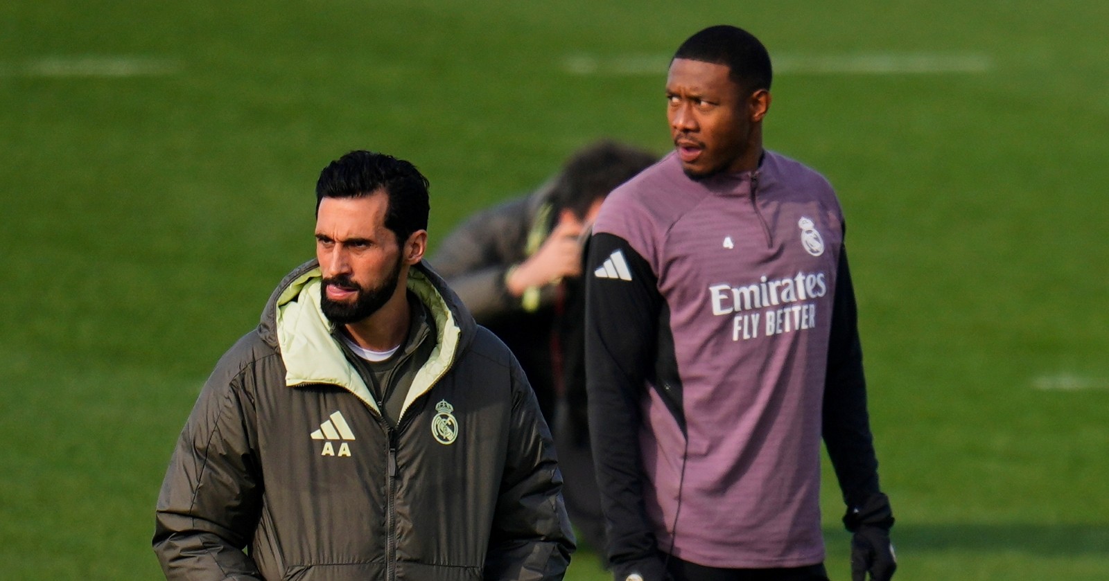David Alaba und Alvaro Arbeloa während einem Training.