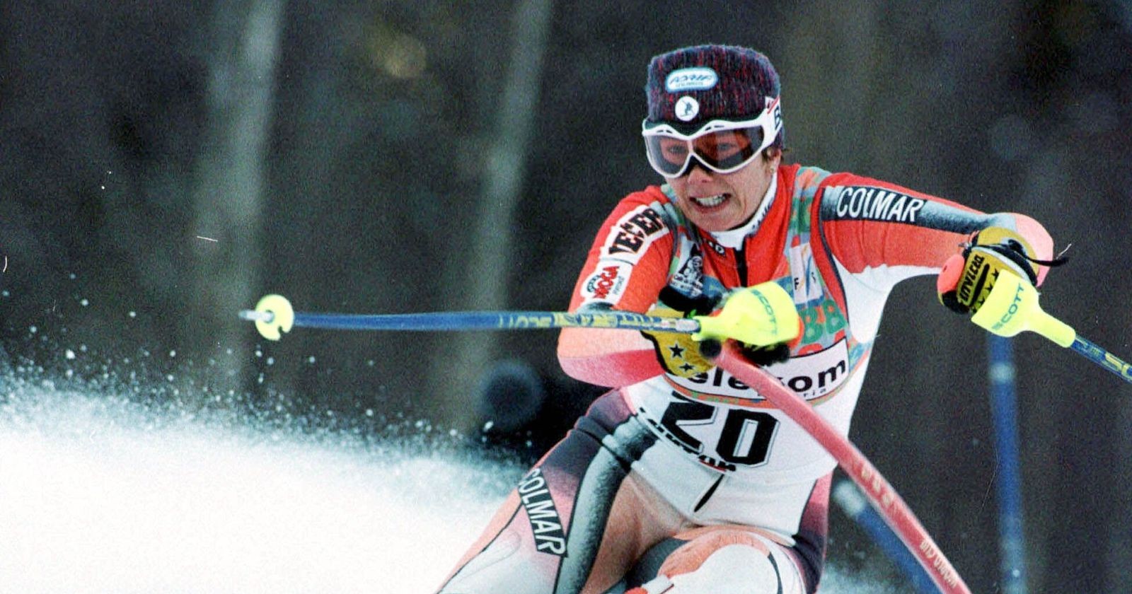 Archivfoto der slowenischen Skifahrerin Nataša Bokal während eines Rennens im Jahr 1999