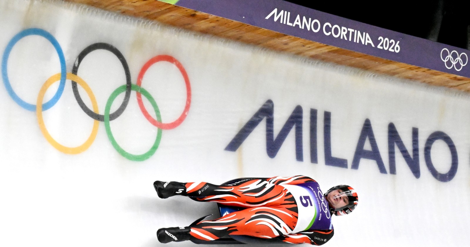 Olympia 2026: Jonas Müller  im 2. Lauf im Einsitzer-Rodelbewerb der Männer in Cortina d'Ampezzo.